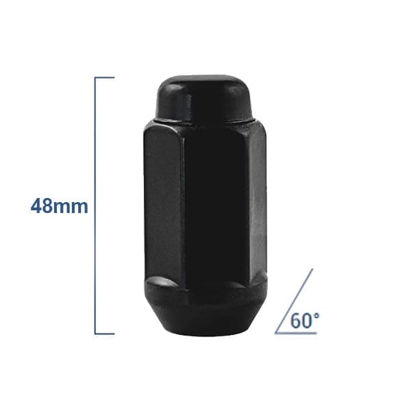 Gorilla Mutter M14x2.0 48.5mm - võti 19 - 60° koonus - Black (KINNINE)