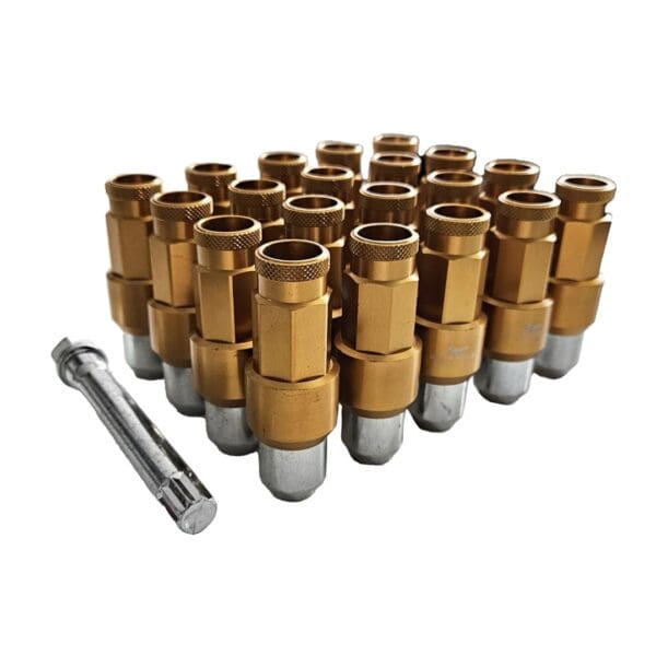 Komplekt Barracuda Racing Tuning Mutter M12x1.50 73.5mm - võti tähik (17) - 60° koonus - Gold - AVATUD