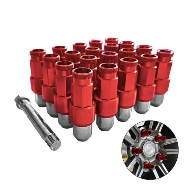 Komplekt Barracuda Racing Tuning Mutter M14x1.50 73.5mm - võti tähik (17) - 60° koonus - Red - AVATUD