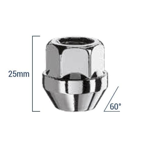 Bimecc Mutter M14x1.5 25mm - võti 19 - 60° koonus - Silver (AVATUD)