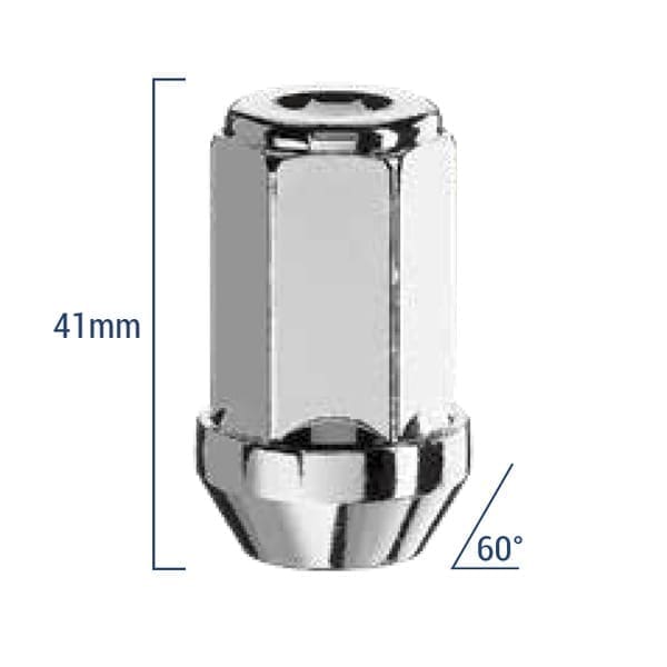 Bimecc Mutter M14x1.5 41mm - võti 19 - 60° koonus - Silver (KINNINE)