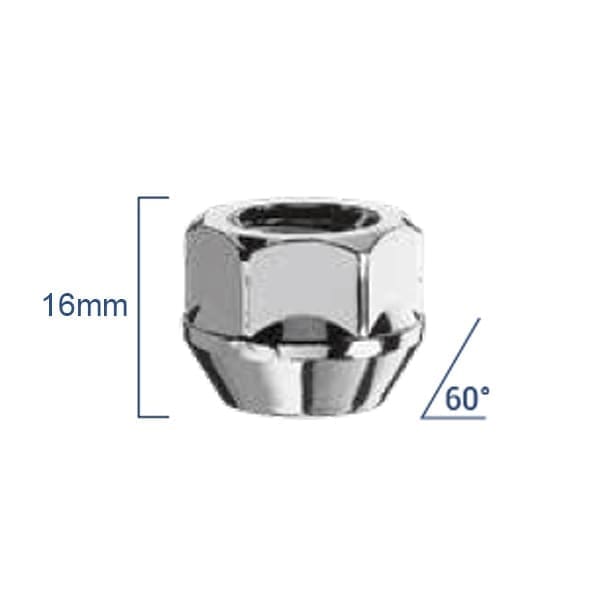 Bimecc Mutter M14x1.5 16mm - võti 19 - 60° koonus - Silver (AVATUD)