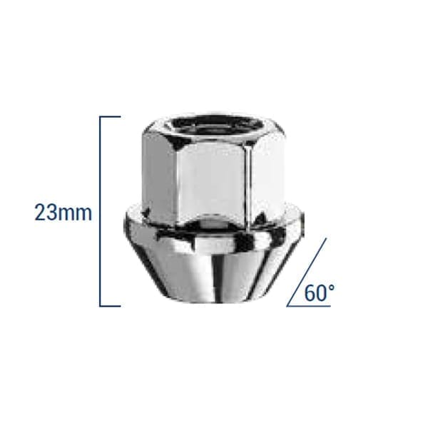 Bimecc Mutter 1/2-UNF 23mm - võti 17 - 60° koonus - Silver (AVATUD)