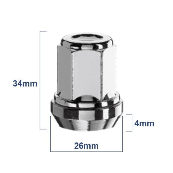 Bimecc Ekstentrik Mutter M12x1.25 34mm - võti 19 - 60° koonus - Silver (KINNINE)