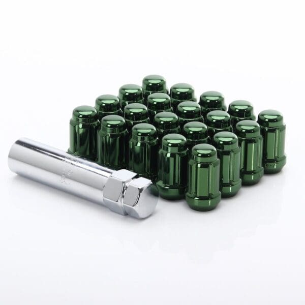 Komplekt JR Wheels JN2 Tuning Mutter M12x1.25 35mm - võti 19/21 - 60° koonus - Green - KINNINE