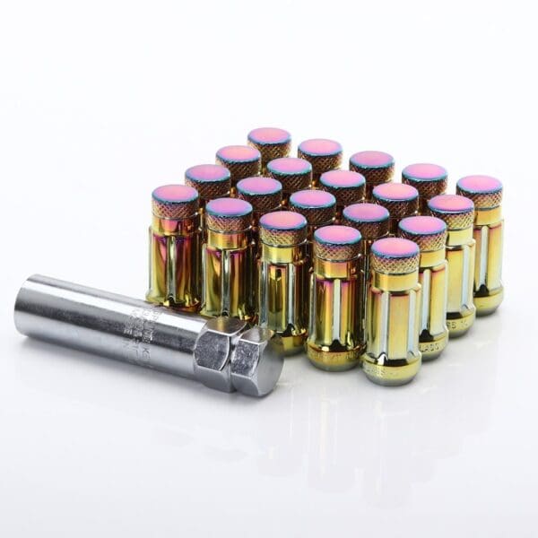 Komplekt JR Wheels JN3 Tuning Mutter M12x1.50 45mm - võti 19/21 - 60° koonus - Neo-Chrome - KINNINE