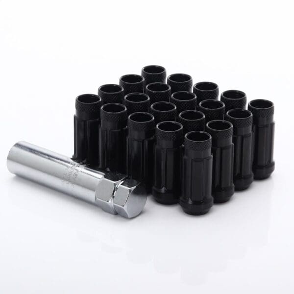 Komplekt JR Wheels JN4 Tuning Mutter M12x1.50 45mm - võti 19/21 - 60° koonus - Black - AVATUD