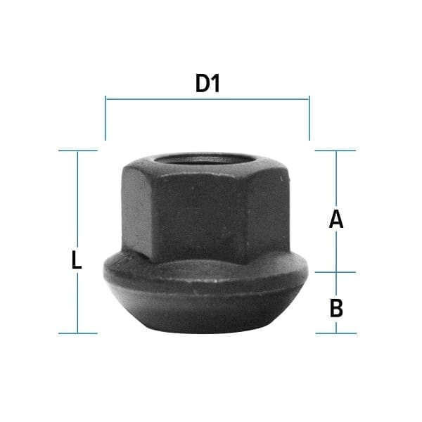 Bimecc Mutter M12x1.5 20mm - võti 19 - Raadius R13 - Silver (AVATUD)
